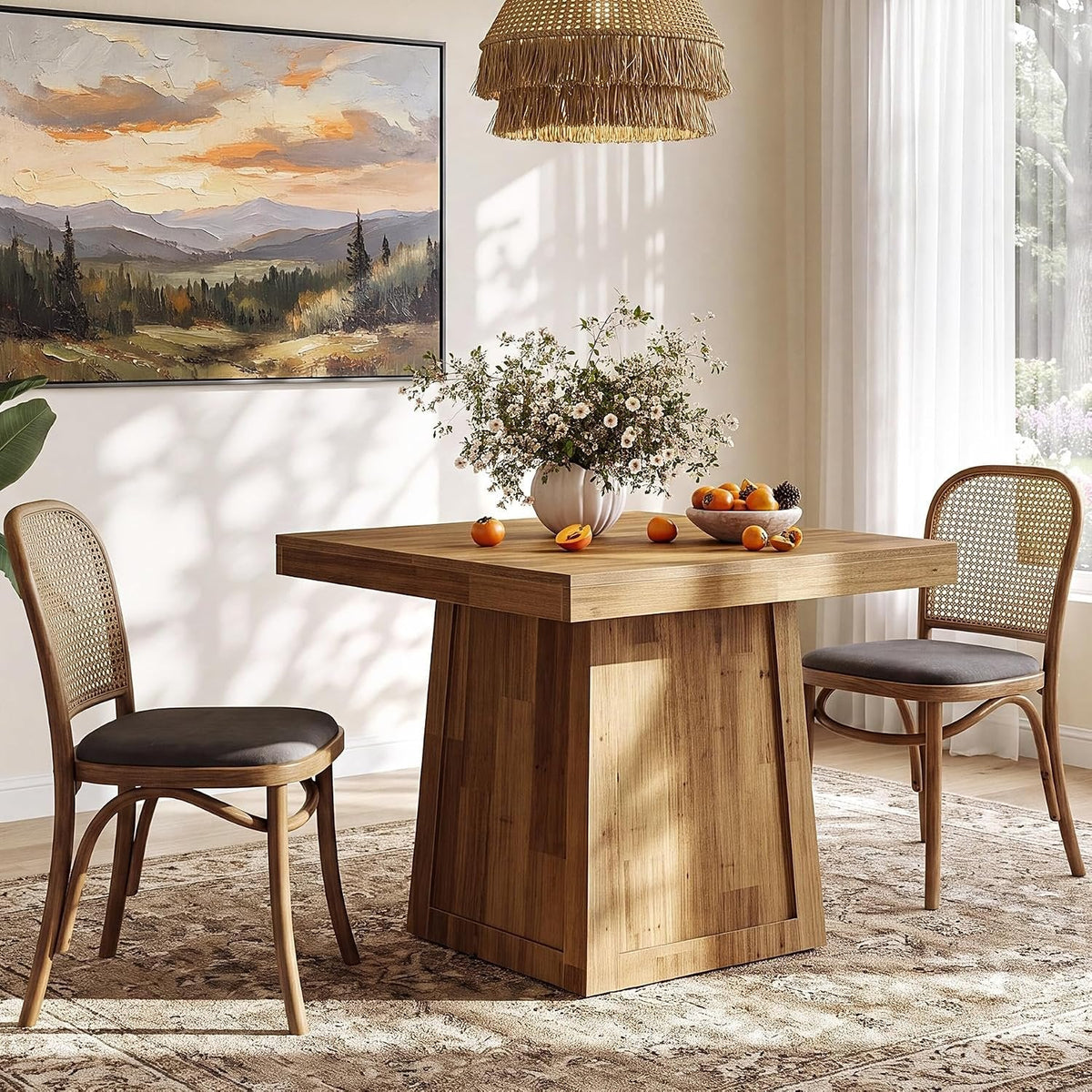 Tribesigns Table à manger carrée 80 × 80 cm, Table de cuisine style maison de campagne avec piètement trapézoïdal