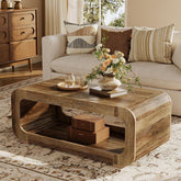 Tribesigns Table basse 120 cm avec rangement ouvert, Table rectangulaire en bois pour salon 3
