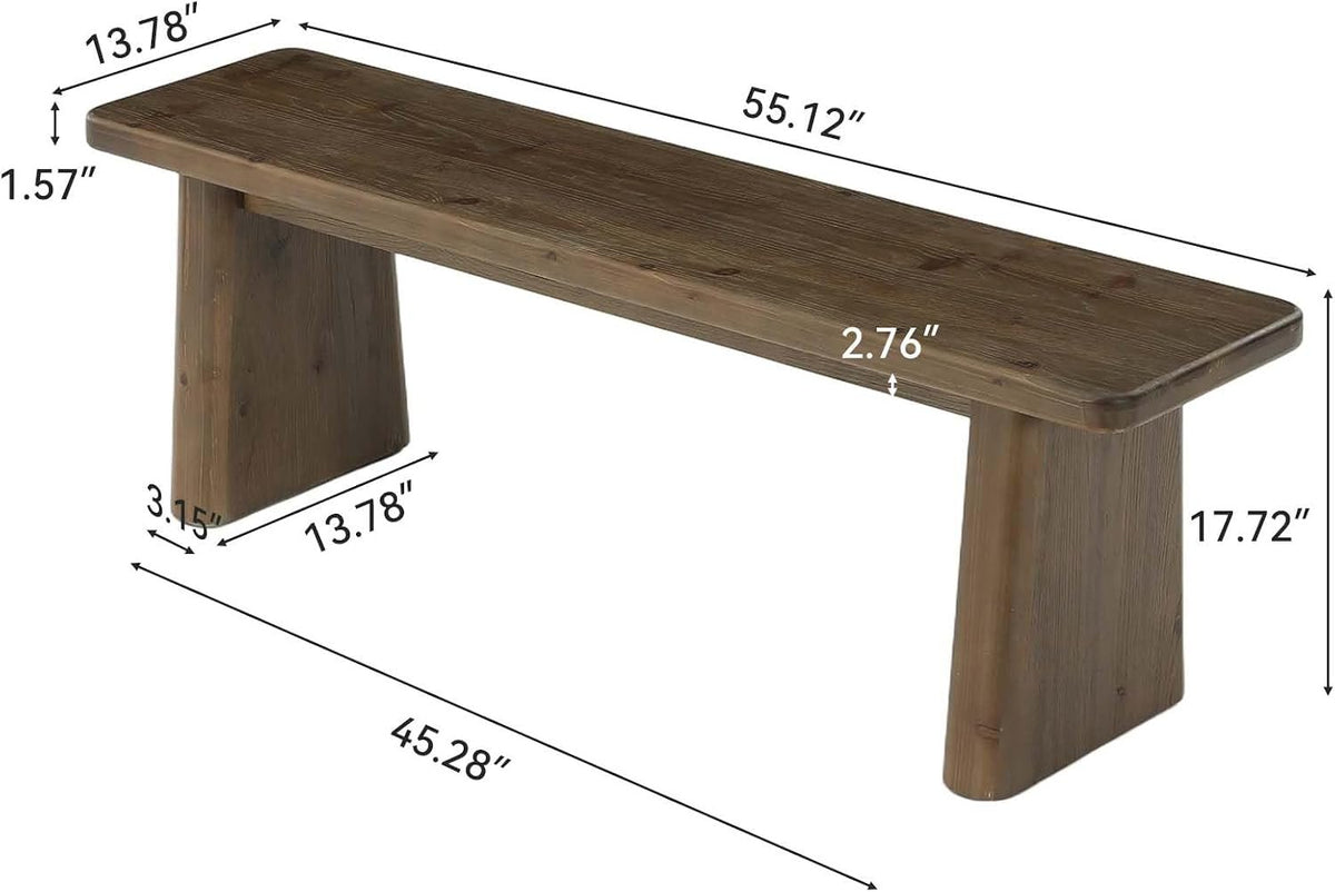Tribesigns Banc à chaussures de 140 cm en bois massif, Banc pour 2 à 3 personnes de style champêtre