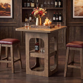 Tribesigns Table de bar carrée 80 cm avec 3 étagères, Table haute en bois pour cuisine, bar, salle à manger, bistro, petits espaces, appartement 3