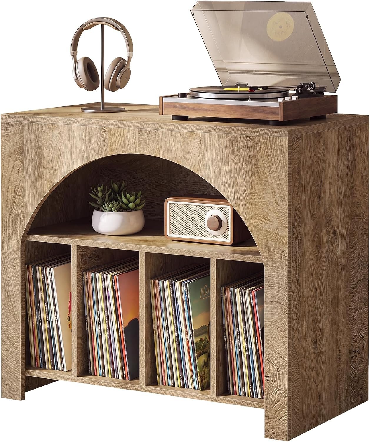 Tribesigns Support pour platine vinyle, Meuble de rangement pour disques vinyles Étagère intégrée
