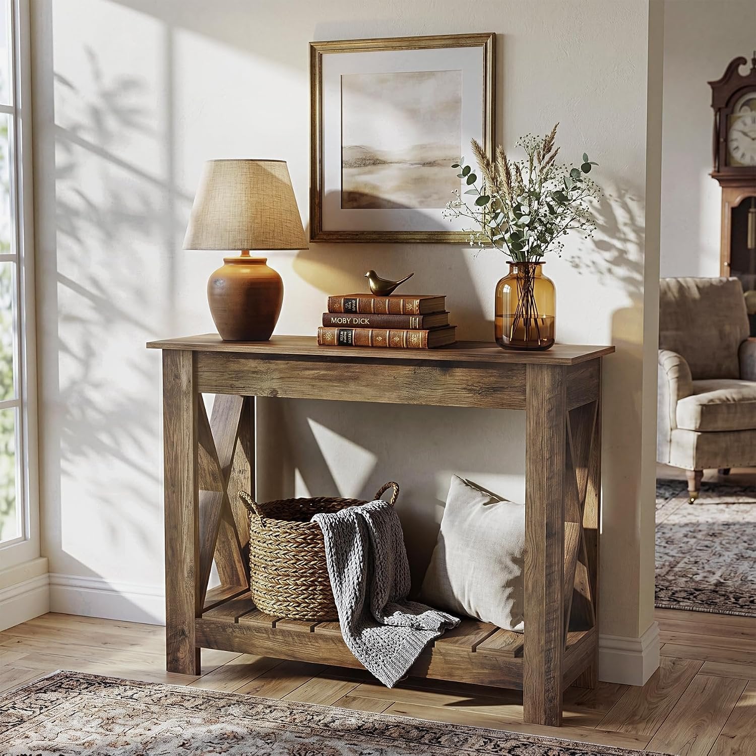Tribesigns Console en bois 100 x 30 x 80 cm, Table d'appoint table console pour petits espaces
