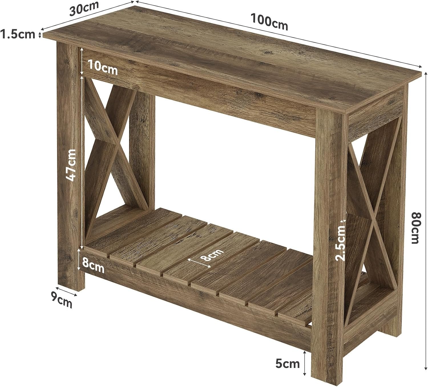 Tribesigns Console en bois 100 x 30 x 80 cm, Table d'appoint table console pour petits espaces