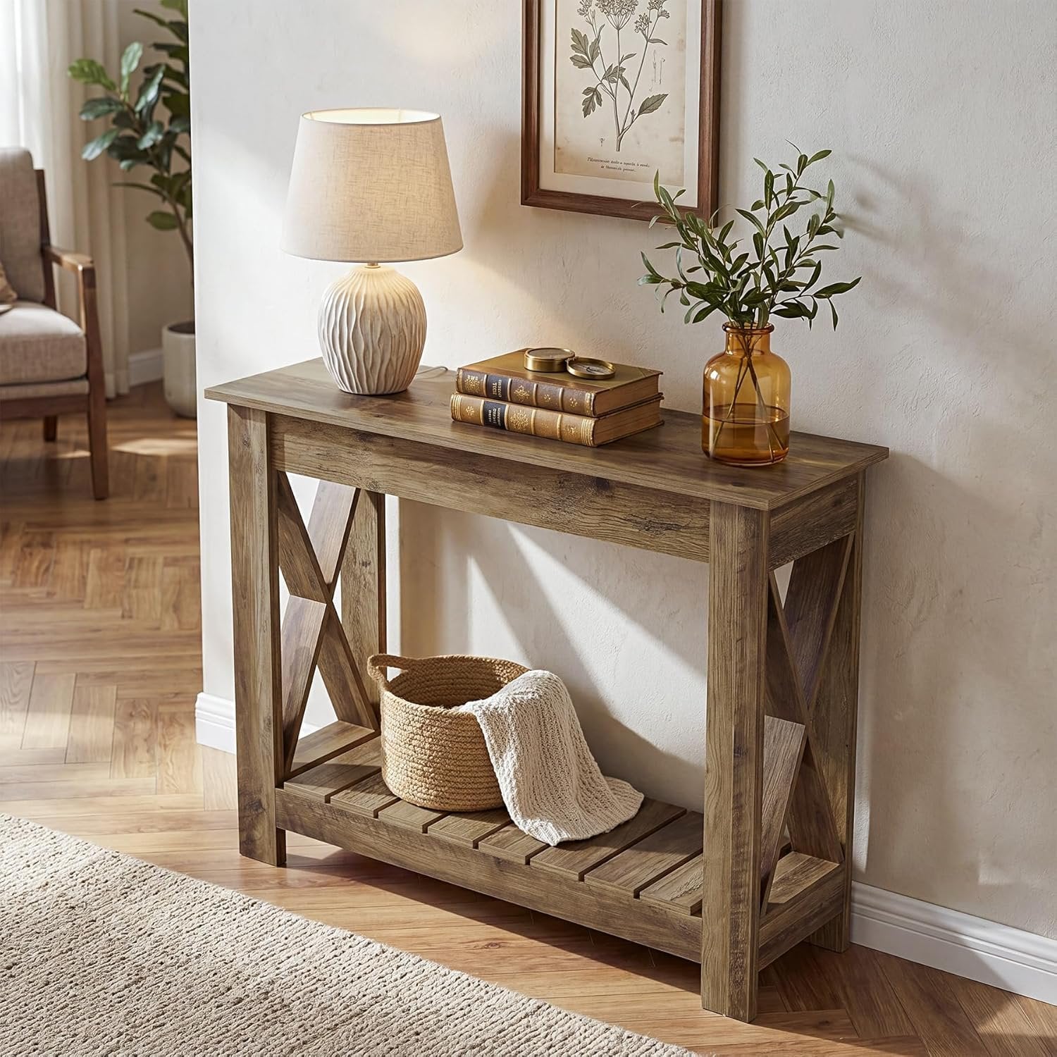 Tribesigns Console en bois 100 x 30 x 80 cm, Table d'appoint table console pour petits espaces