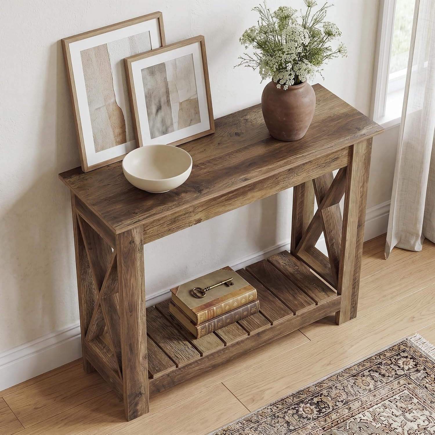 Tribesigns Console en bois 100 x 30 x 80 cm, Table d'appoint table console pour petits espaces