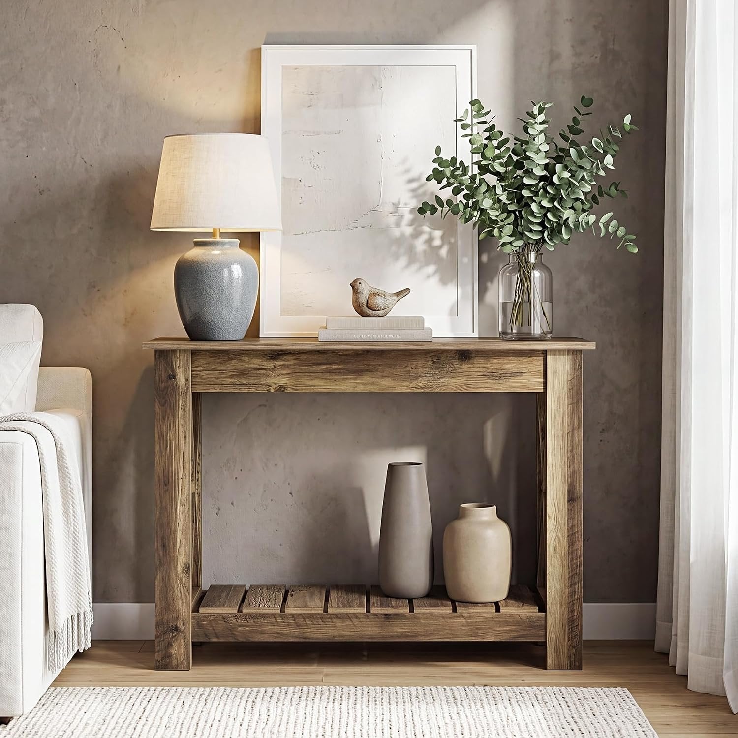 Tribesigns Console en bois 100 x 30 x 80 cm, Table d'appoint table console pour petits espaces