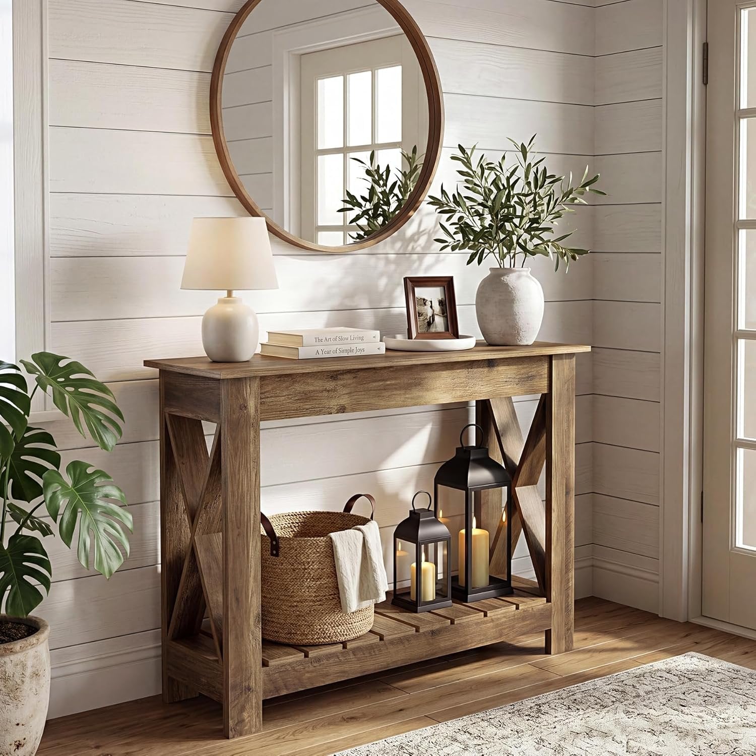 Tribesigns Console en bois 100 x 30 x 80 cm, Table d'appoint table console pour petits espaces