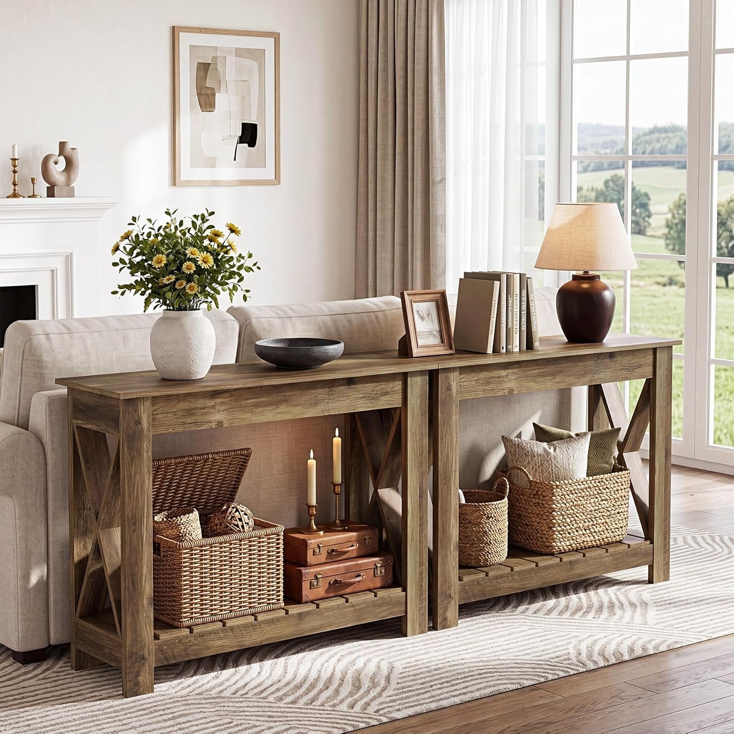 Tribesigns Console en bois 100 x 30 x 80 cm, Table d'appoint table console pour petits espaces