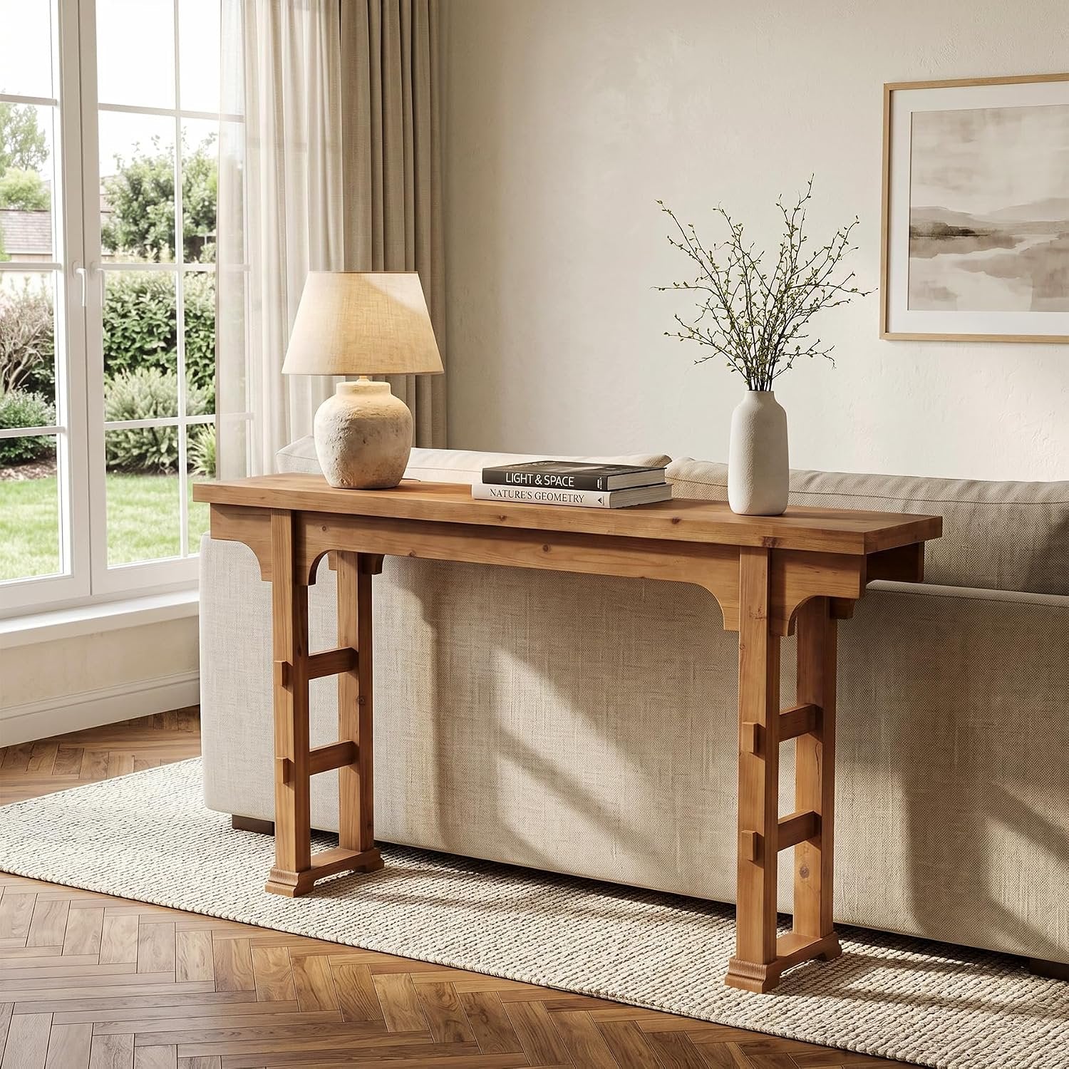 Tribesigns Console en bois – 160 x 30 x 85 cm, Style vintage marron, idéale pour les petits espaces entrée, couloir, salon