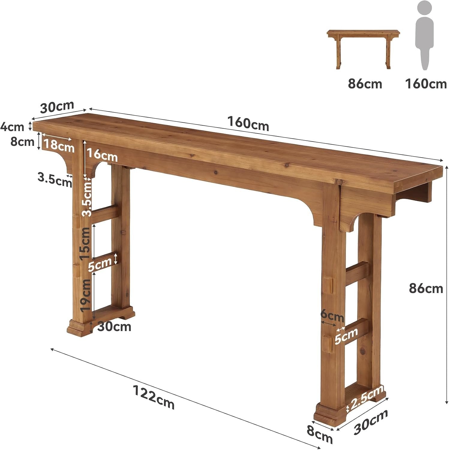 Tribesigns Console en bois – 160 x 30 x 85 cm, Style vintage marron, idéale pour les petits espaces entrée, couloir, salon