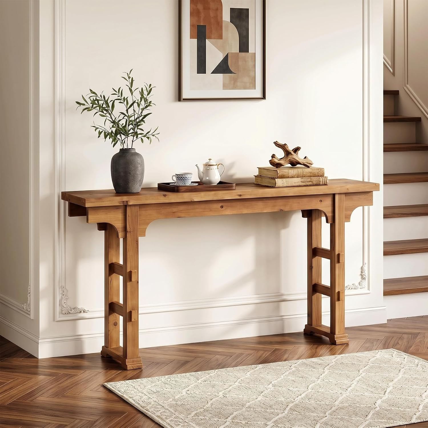 Tribesigns Console en bois – 160 x 30 x 85 cm, Style vintage marron, idéale pour les petits espaces entrée, couloir, salon