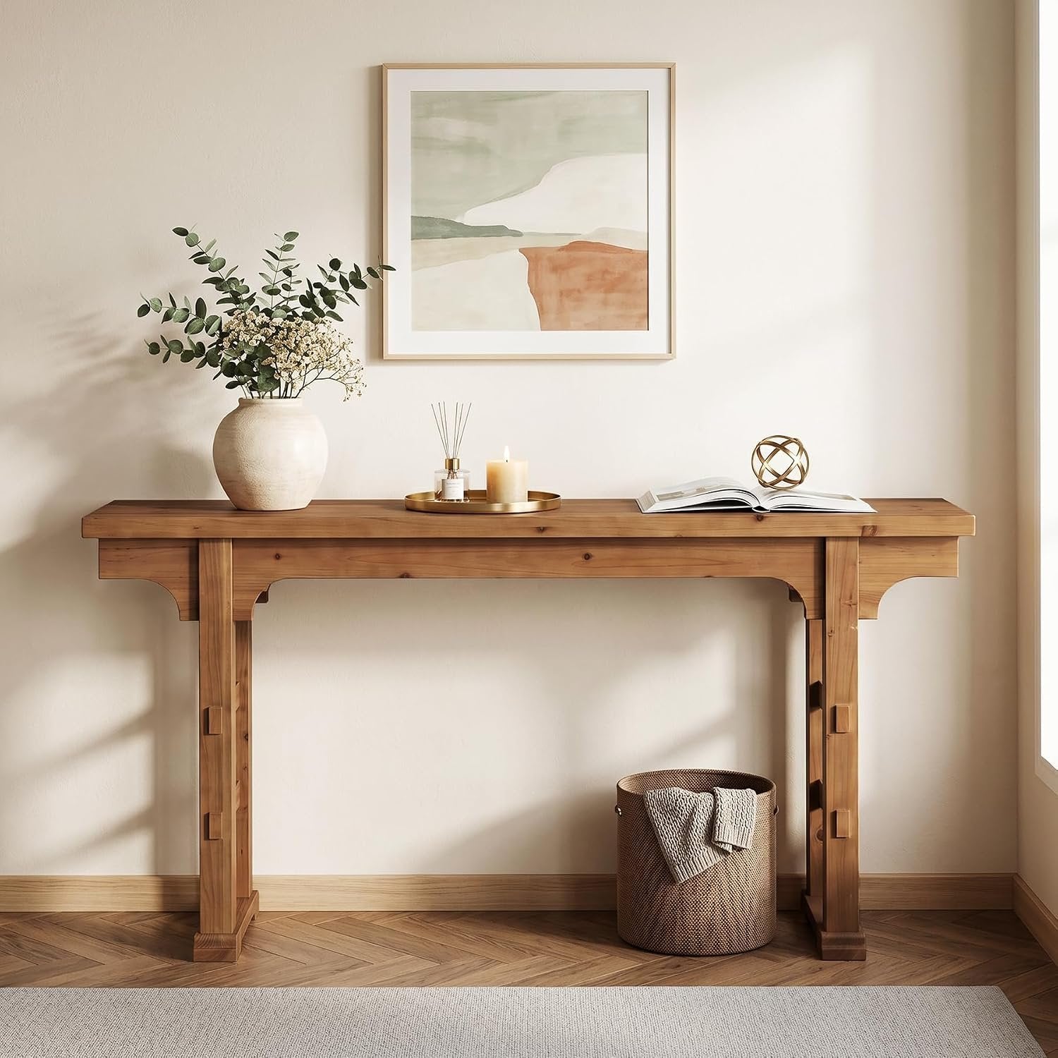 Tribesigns Console en bois – 160 x 30 x 85 cm, Style vintage marron, idéale pour les petits espaces entrée, couloir, salon