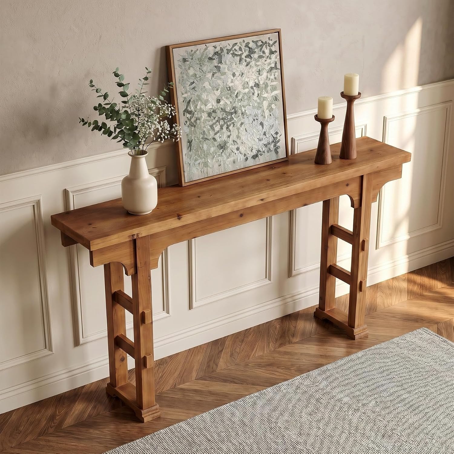 Tribesigns Console en bois – 160 x 30 x 85 cm, Style vintage marron, idéale pour les petits espaces entrée, couloir, salon