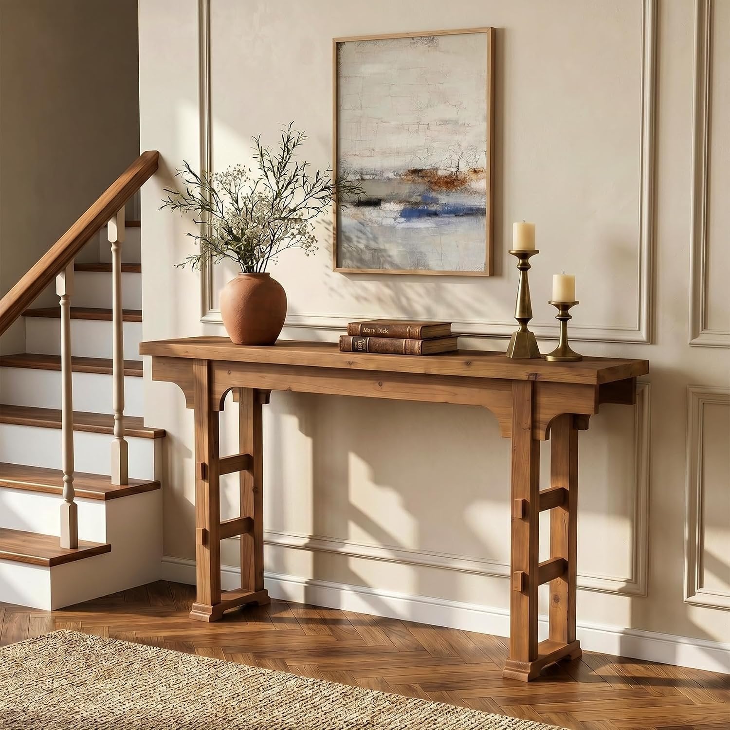Tribesigns Console en bois – 160 x 30 x 85 cm, Style vintage marron, idéale pour les petits espaces entrée, couloir, salon