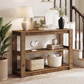 Console en bois massif, Petite table d'entrée de 105 cm avec rangement Table rectangulaire pour derrière le canapé 3