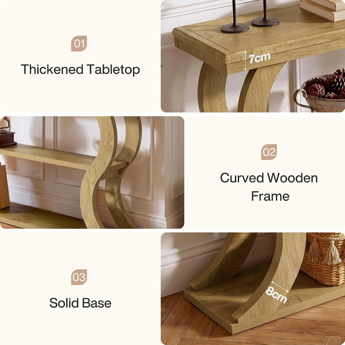 Tribesigns Table console 140 cm, 3 étagères, modèle étroit pour derrière le canapé, Style champêtre moderne, idéale pour le salon, le couloir et l'entrée