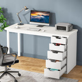 Tribesigns Bureau 120 cm avec 5 tiroirs Bureau d'ordinateur compact avec espaces de rangement 3