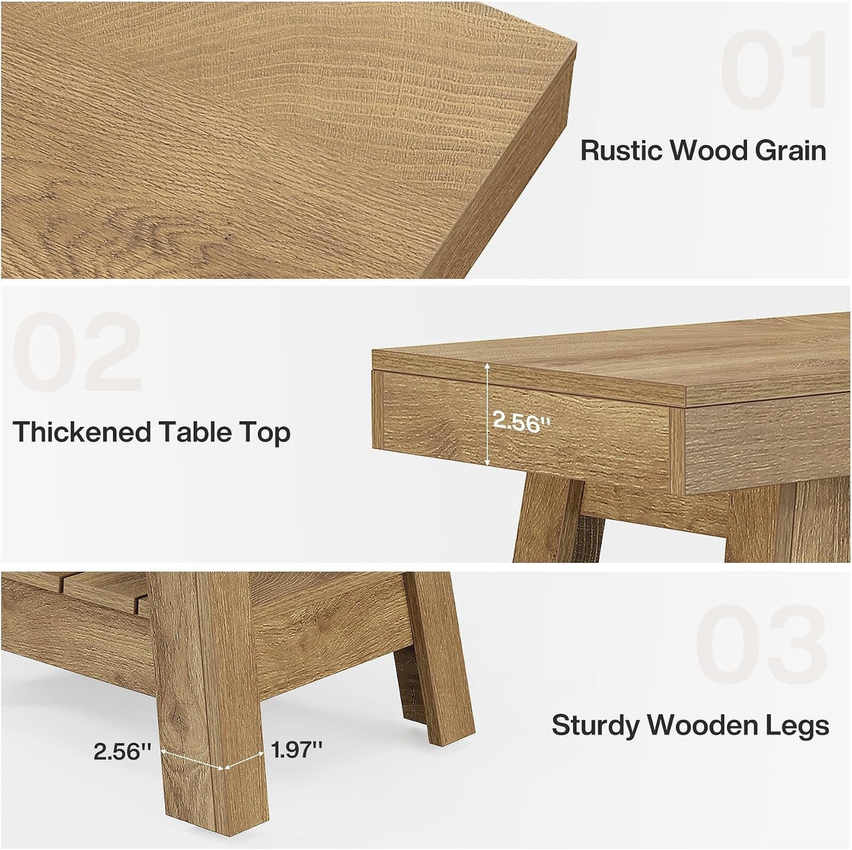 Tribesigns Table d'appoint en bois avec 2 étagères, Table d'appoint étroite style maison de campagne, table de chevet et bout de canapé