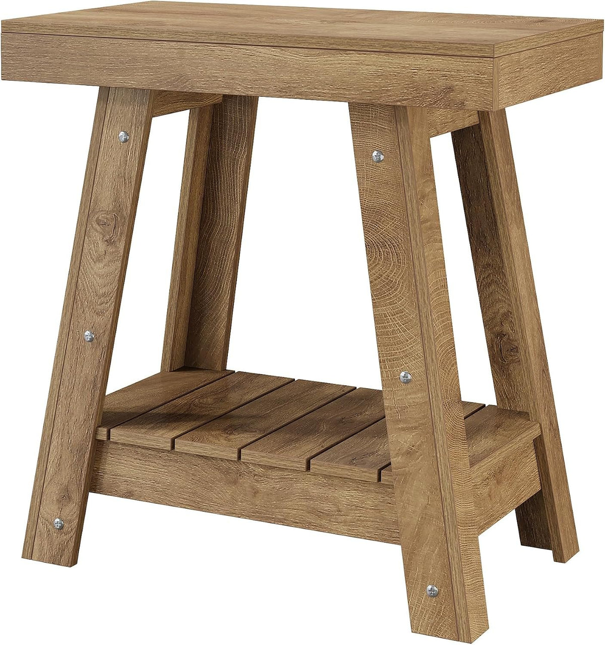 Tribesigns Table d'appoint en bois avec 2 étagères, Table d'appoint étroite style maison de campagne, table de chevet et bout de canapé
