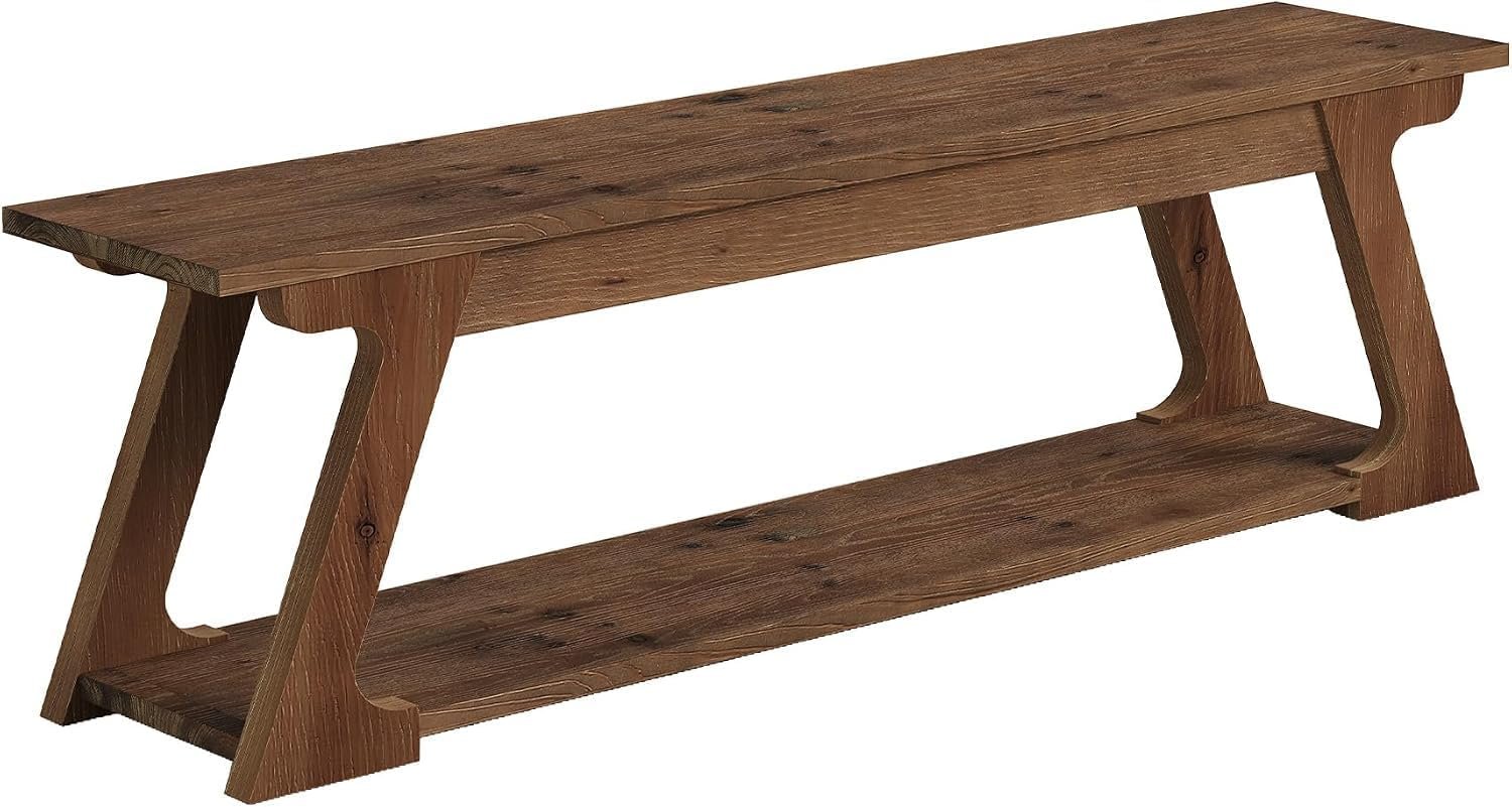 Banc de lit en bois massif de 150 cm de long avec compartiment de rangement, Long banc d'entrée en bois, banc d'intérieur rustique