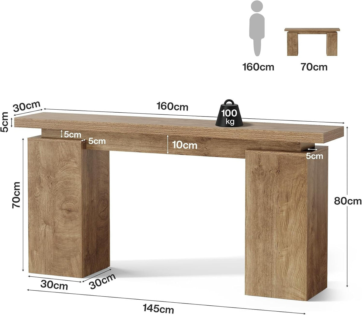 Tribesigns Console étroite avec structure géométrique, Table d'entrée effet bois