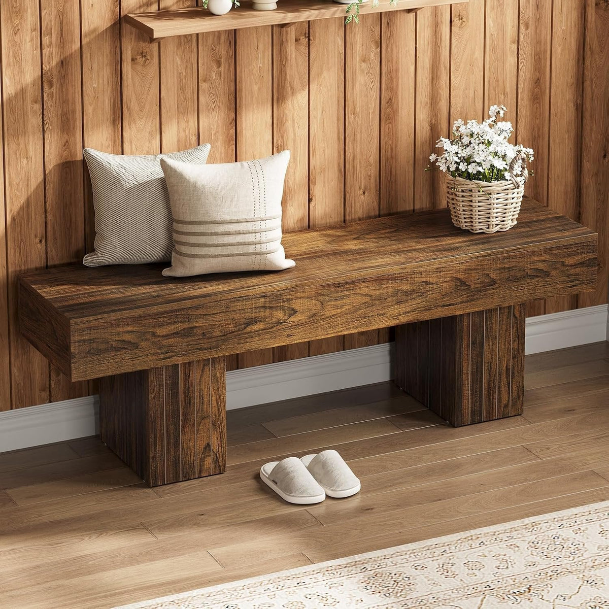 Tribesigns Banc en bois de 140 cm, Banc de salle à manger rustique de style champêtre