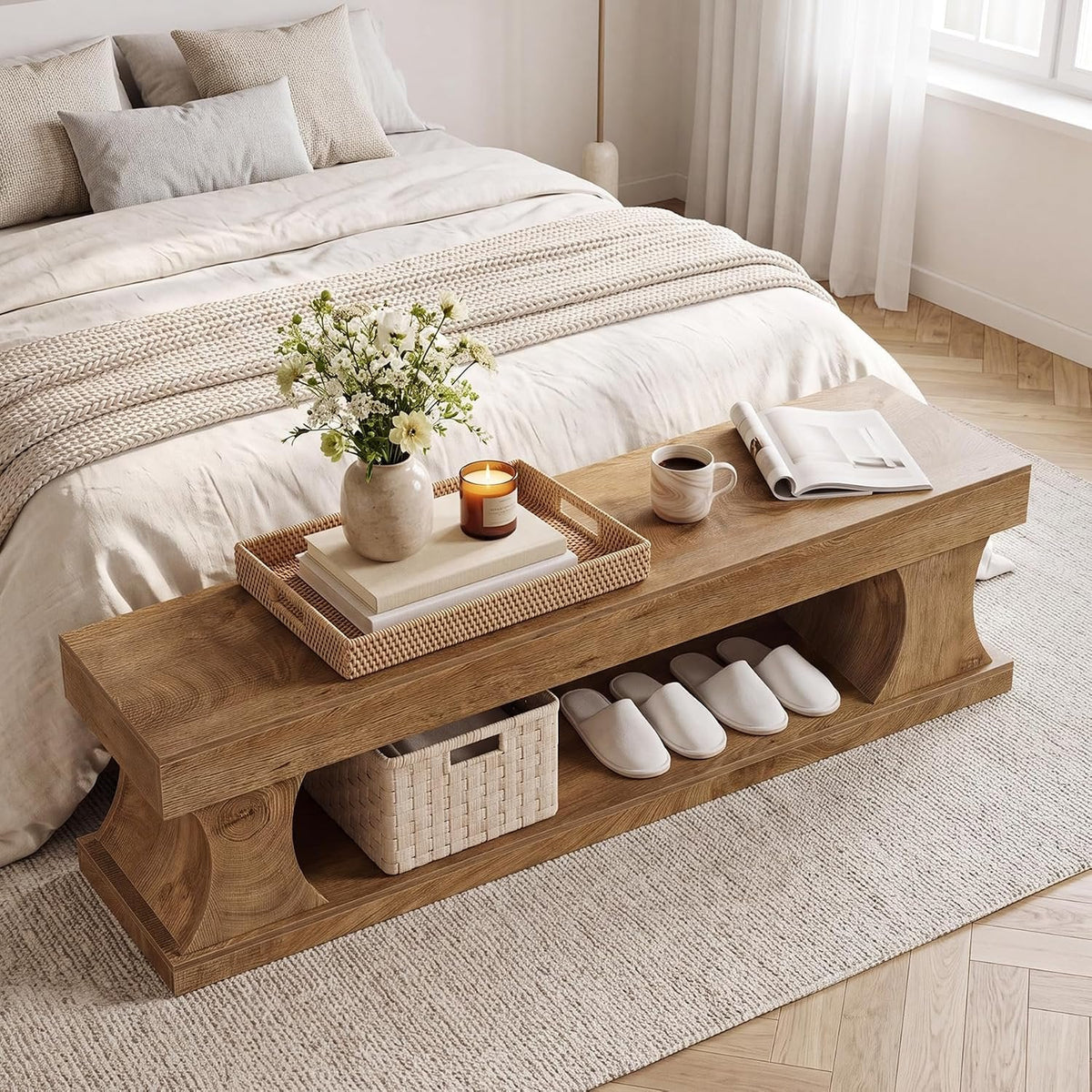 Tribesigns Banc à chaussures 160 cm avec rangement, Banc d'entrée en MDF avec assise