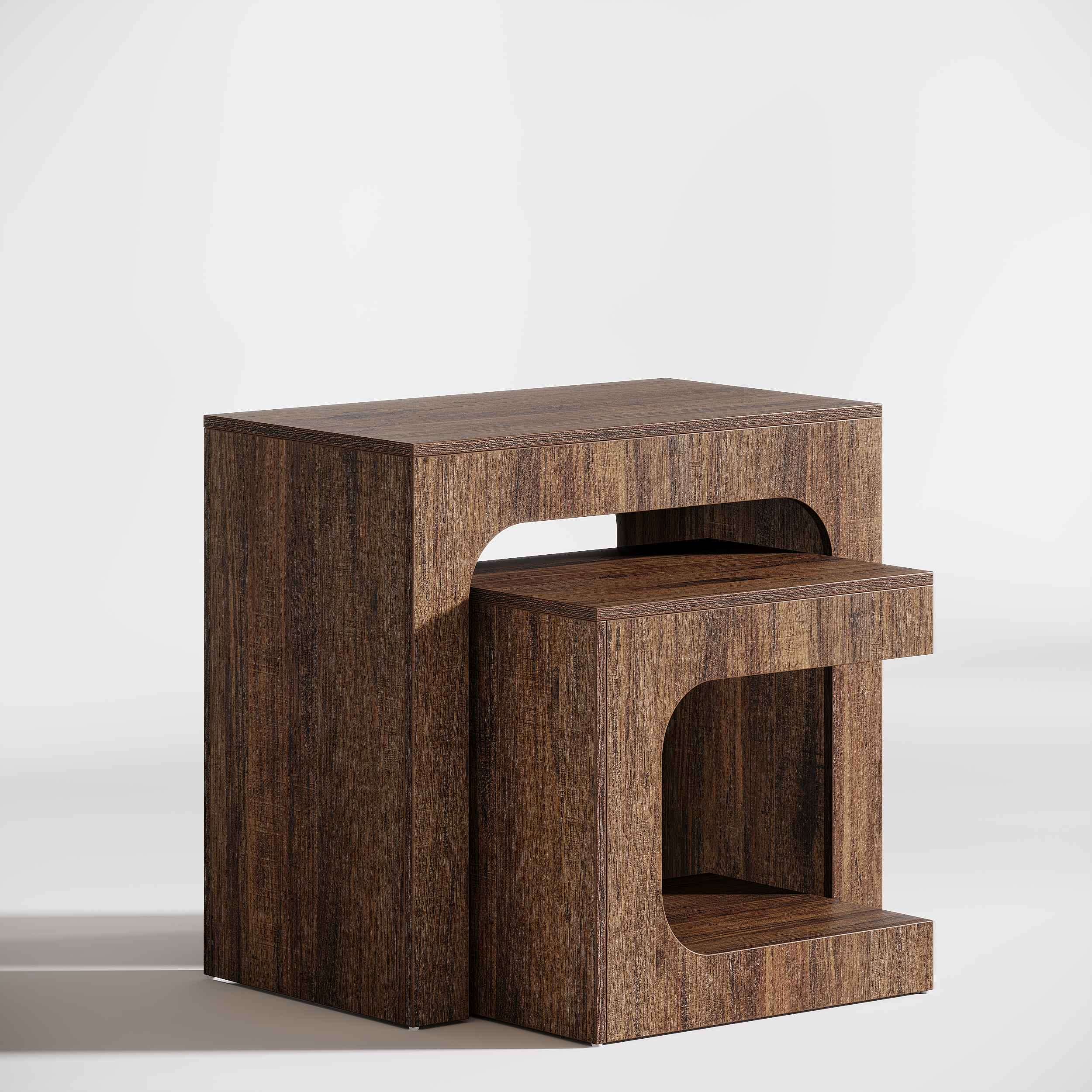 Tribesigns Ensemble de tables d'appoint en forme de C, Table d'appoint en noyer pour petits espaces
