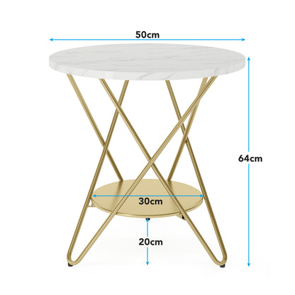 Tribesigns Petite Table d'appoint, Table de café marbré ronde style moderne