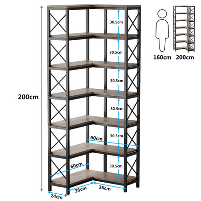 Tribesigns Bibliothèque d'angle, Étagère murale en métal et bois pour bibliothèque