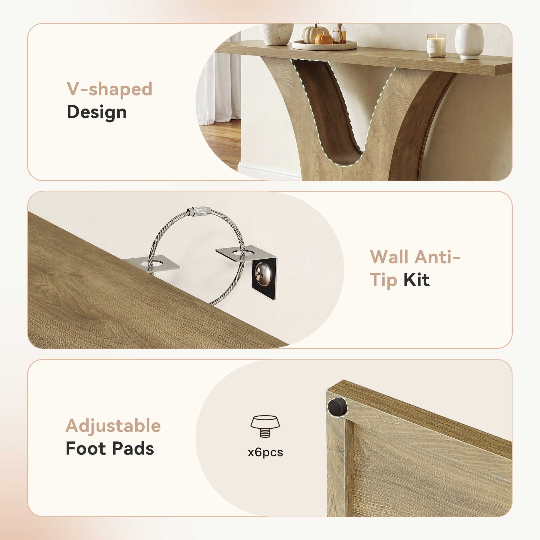 Tribesigns Console étroite de 160 cm avec piètement en V, Table de couloir moderne pour entrée et salon