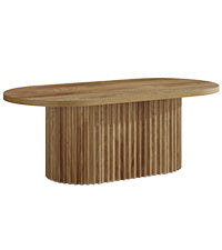 Tribesigns Table basse ovale, Table d'appoint en bois de style champêtre avec motif côtelé pour le salon