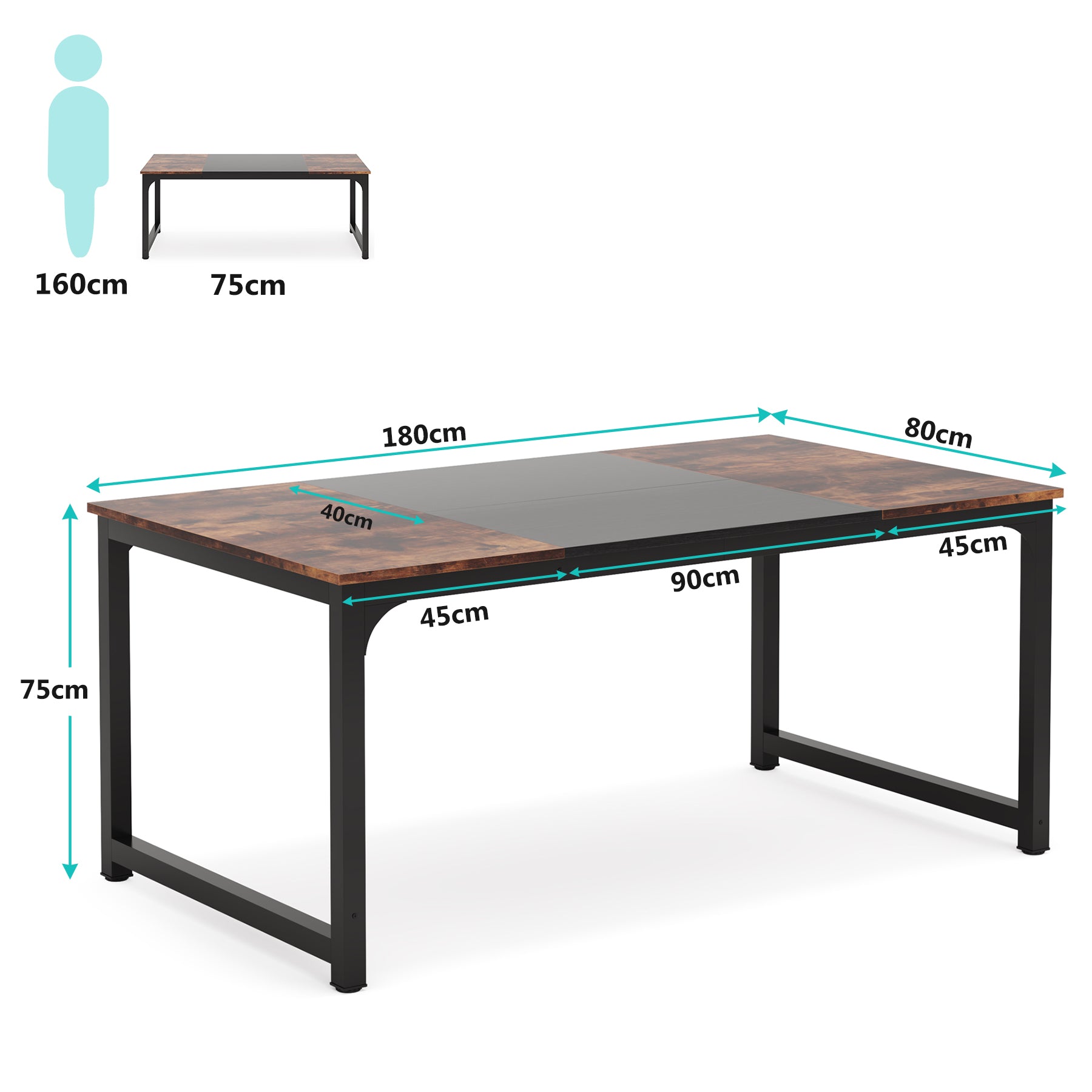 Tribesigns Bureau pour ordinateur, Bureau télétravail Mobilier de bureau design