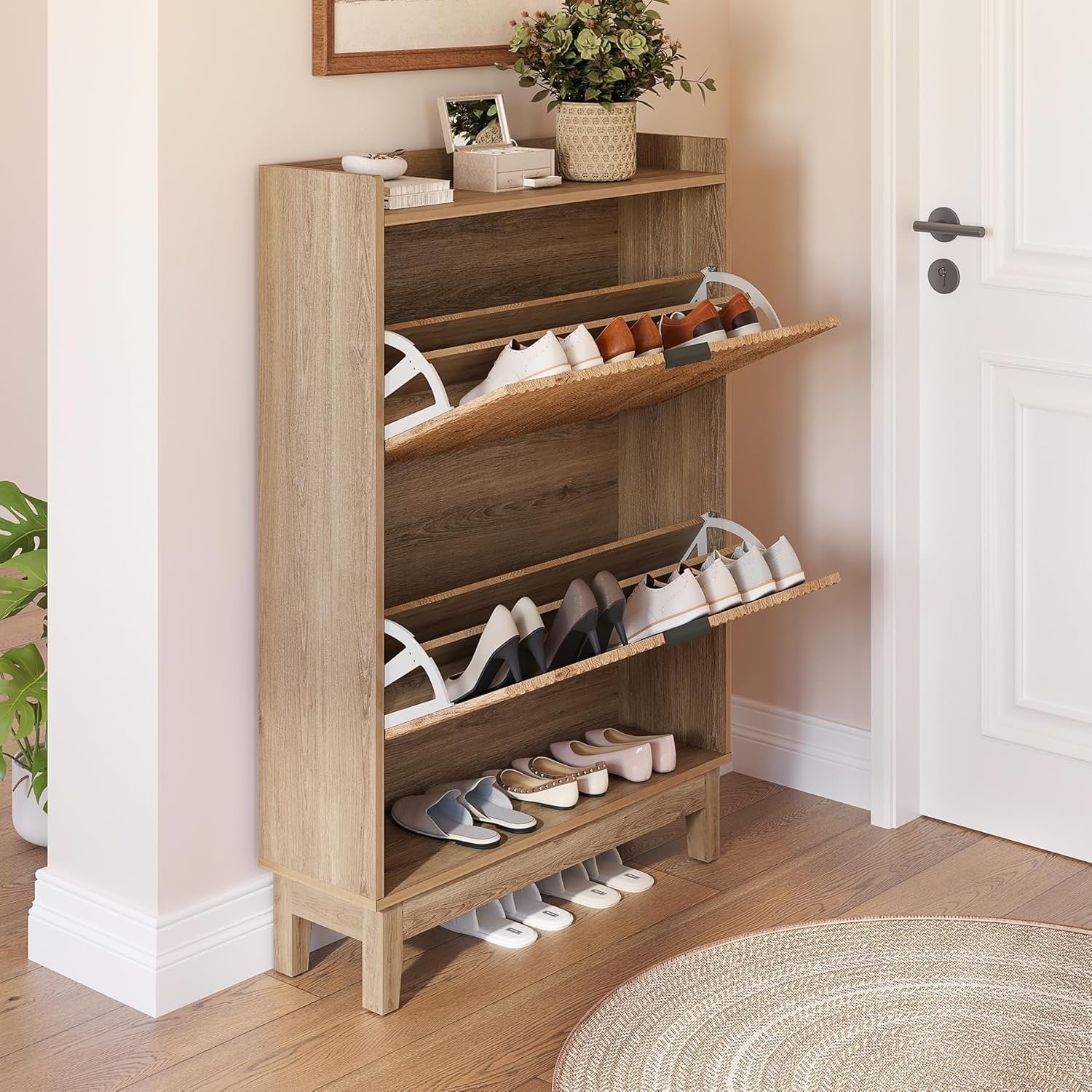 Tribesigns 80 cm Scarpiera, 2 cassetti scarpiera con ripiani per ingresso