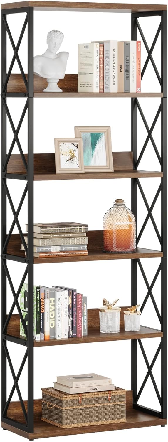 Tribesigns Bibliothèque de style industriel à 6 niveaux avec étagères ouvertes - Idéale pour la maison, le bureau, la chambre à coucher, le bureau
