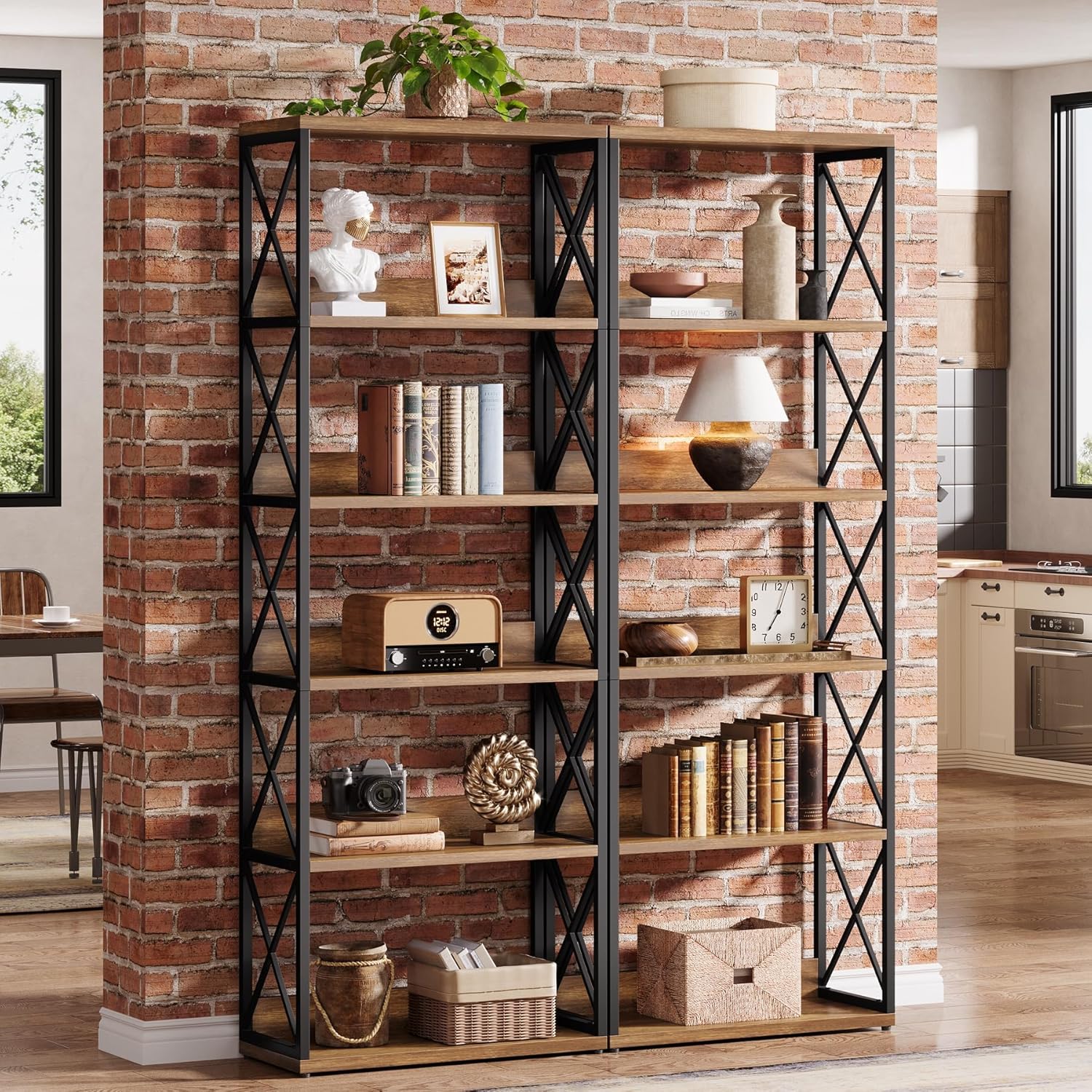 Tribesigns Bibliothèque de style industriel à 6 niveaux avec étagères ouvertes - Idéale pour la maison, le bureau, la chambre à coucher, le bureau