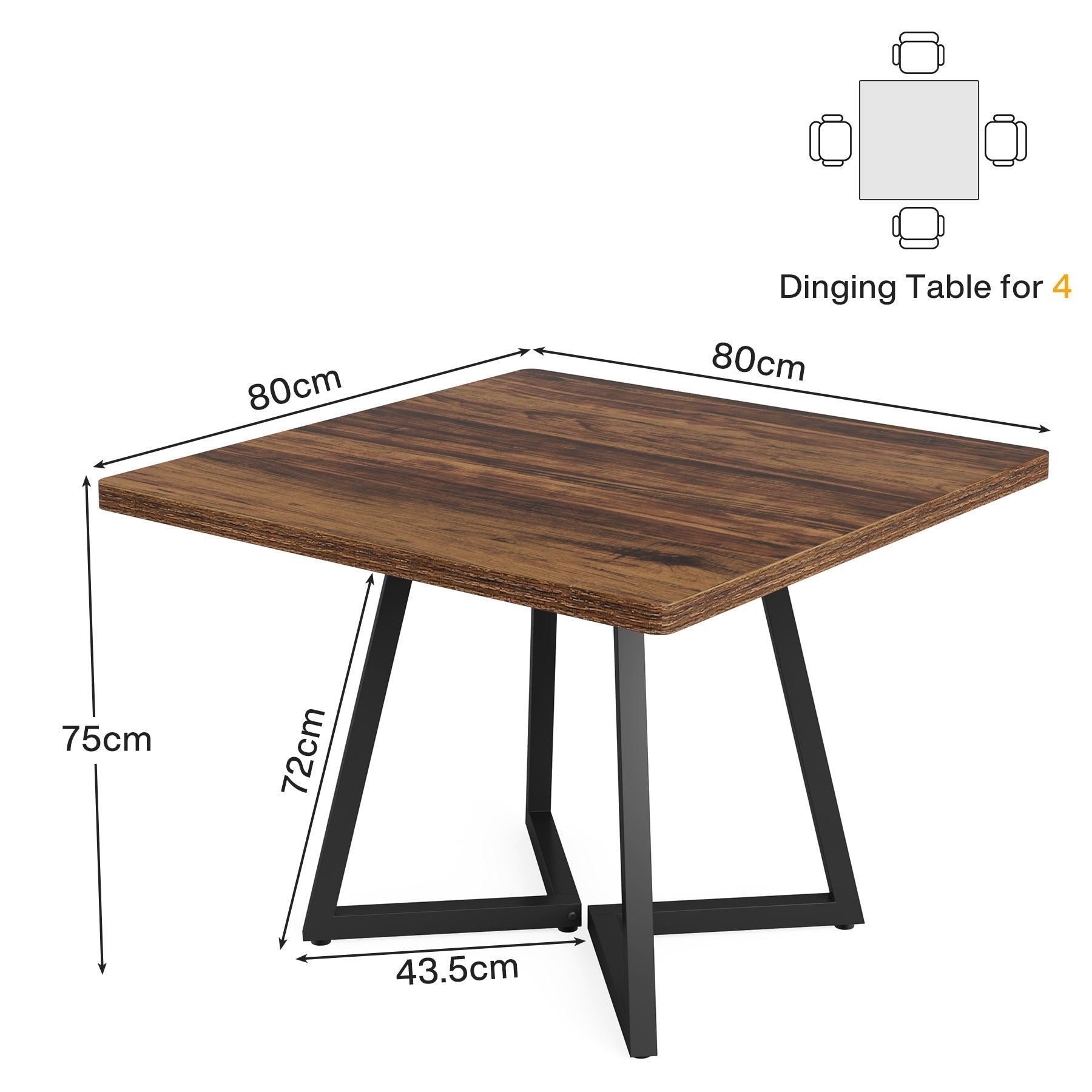 Tribesigns Table à Manger pour 4 Personnes, Table avec Pied métallique Table de Salle à Manger en Bois