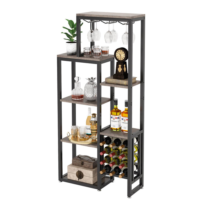 Tribesigns Étagère à vin, Étagère autonome à 5 étages avec support en verre