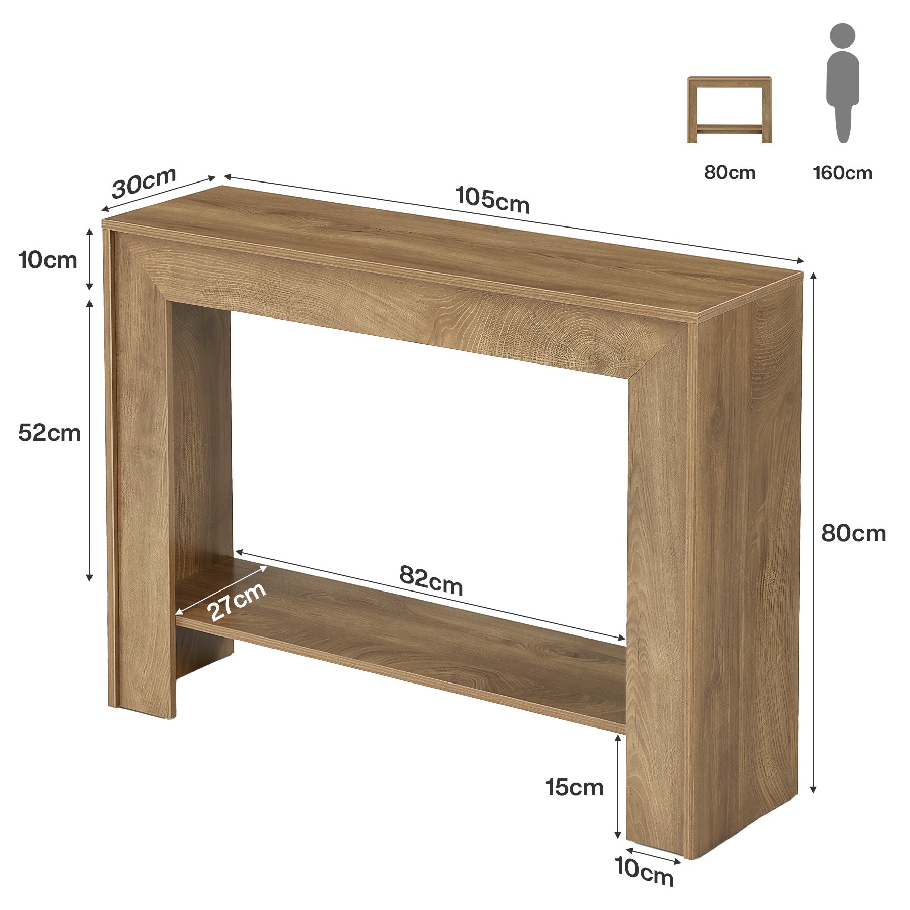 Tribesigns Console étroite avec rangement ouvert, 105 x 30 x 80 cm, Idéale pour l'entrée et le salon