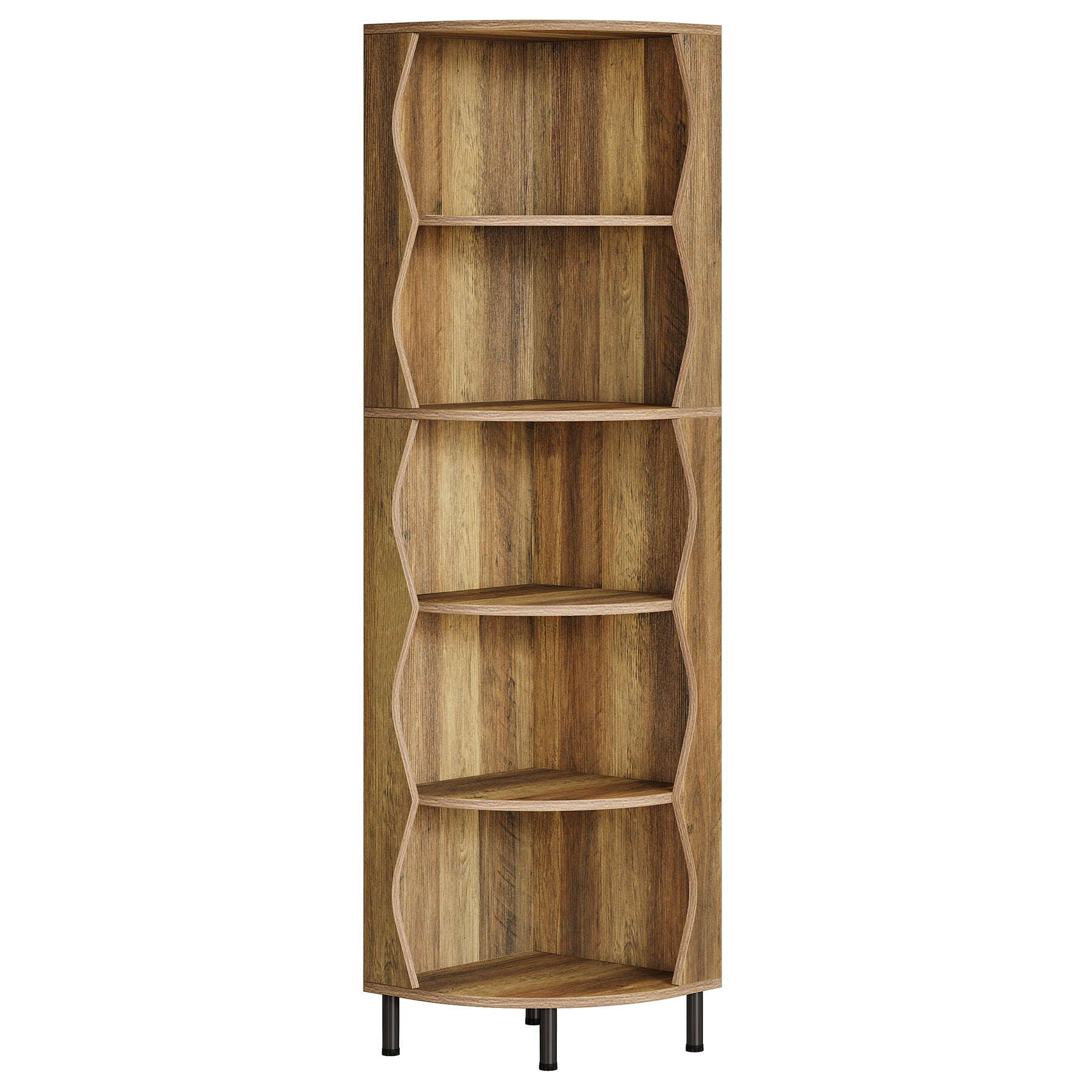 Tribesigns Étagère d'angle à 5 niveaux, Bibliothèque d'angle de 182 cm de haut élégante bibliothèque en bois