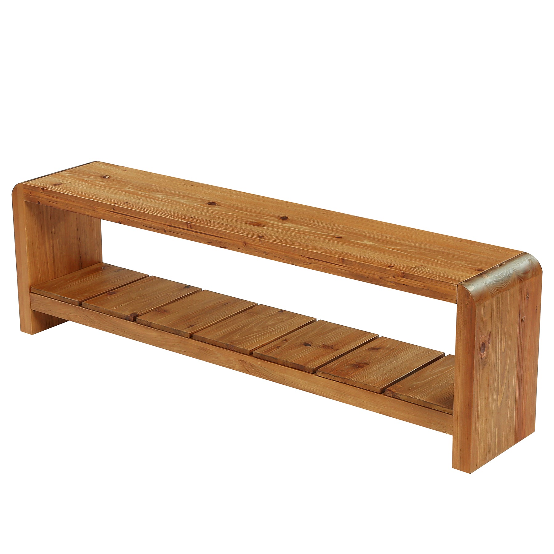 Tribesigns Banc d'entrée en bois massif, Banc à chaussures de 150 cm de long avec compartiment de rangement ouvert