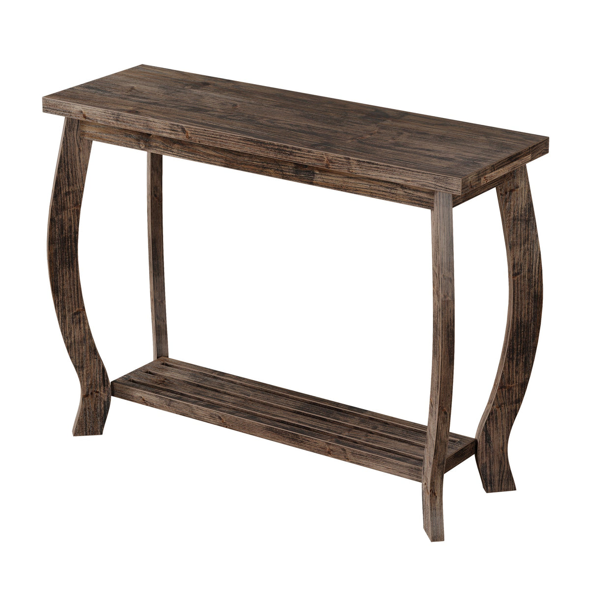 Tribesigns Console en bois massif 105 cm, Table d'entrée étroite à 2 niveaux de style champêtre
