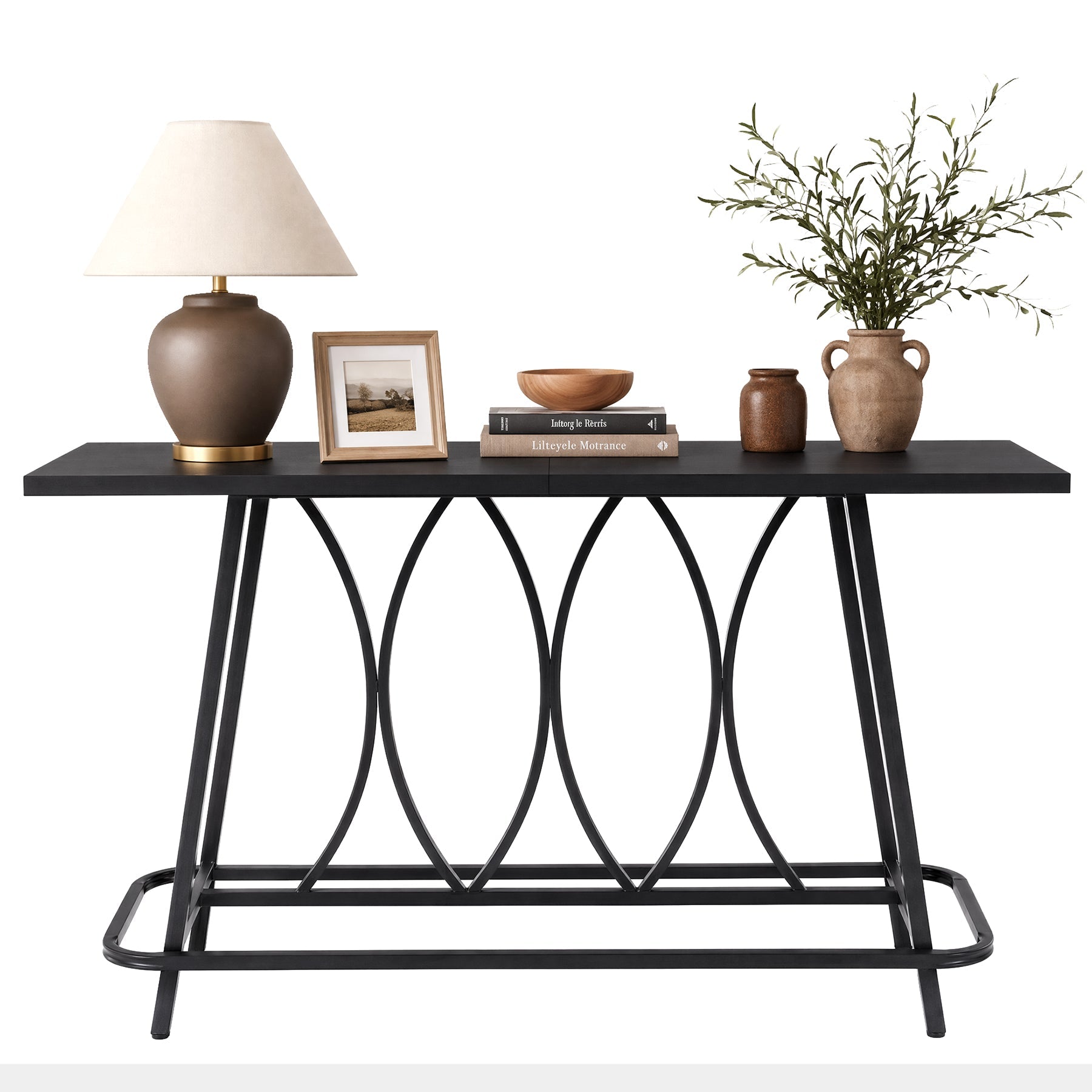 Tribesigns Console de 160 cm de long style campagne moderne, Table d'entrée étroite avec structure en métal