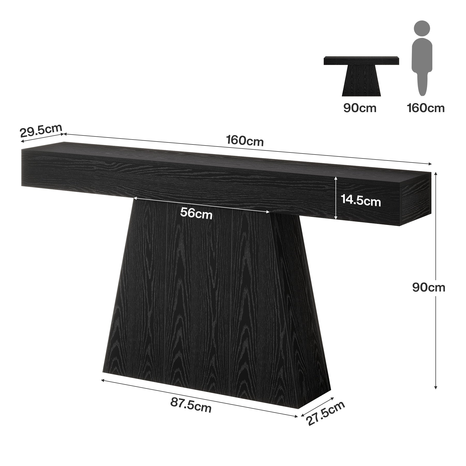 Tribesigns Console de 160 cm, Table d'entrée étroite de style campagnard avec piètement trapézoïdal