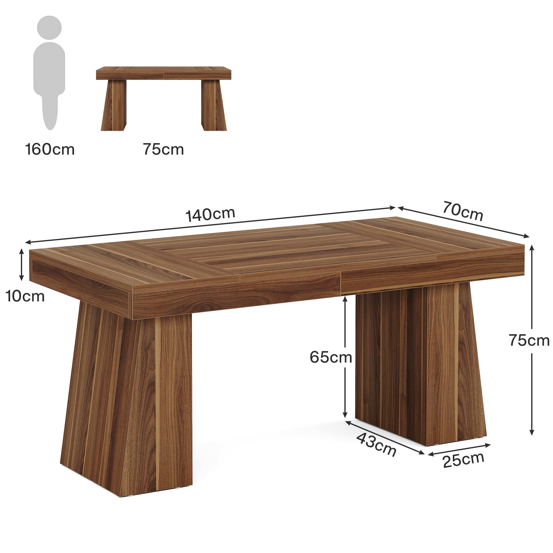 Tribesigns Table à manger 140 cm, Table de cuisine en bois pour 4 à 6 personnes