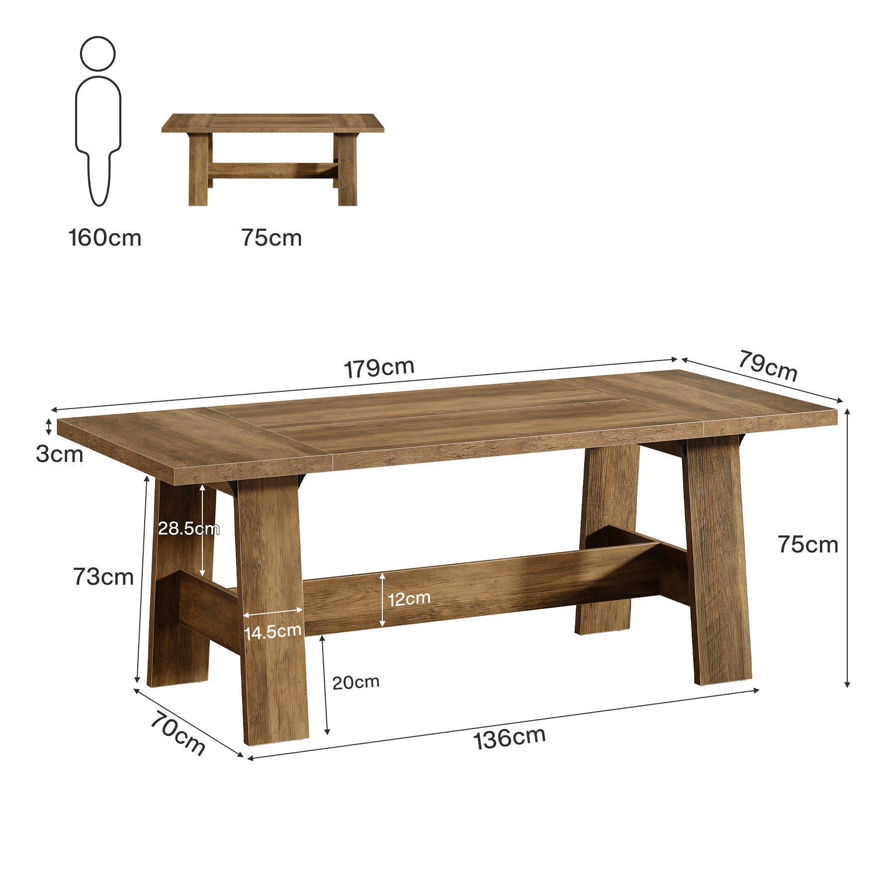Tribesigns Bureau de direction rustique de 179 cm, Table de conférence