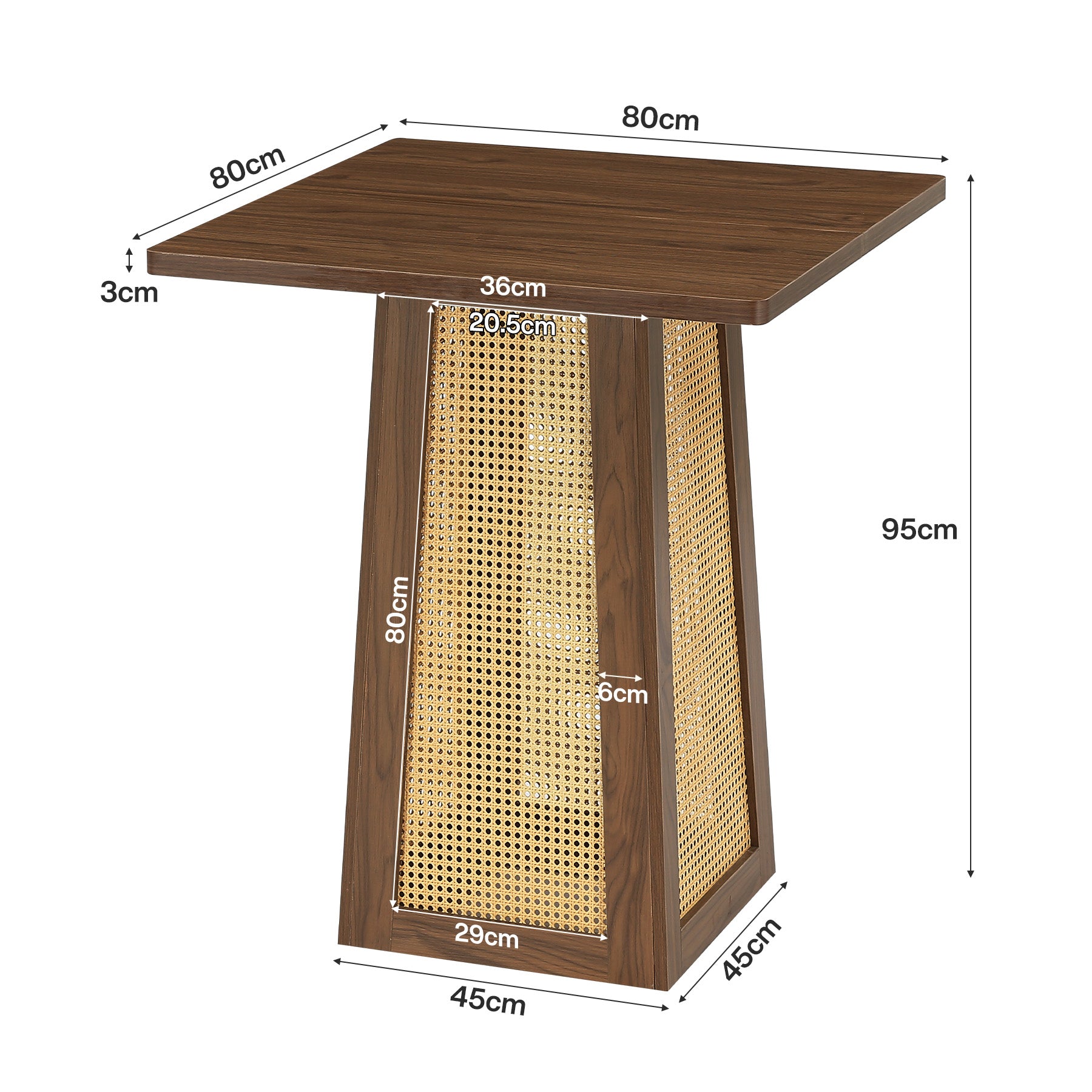 Tribesigns Table bistro carrée 80 x 80 cm avec pied central, Idéale pour le bar à domicile, le salon et les petits espaces