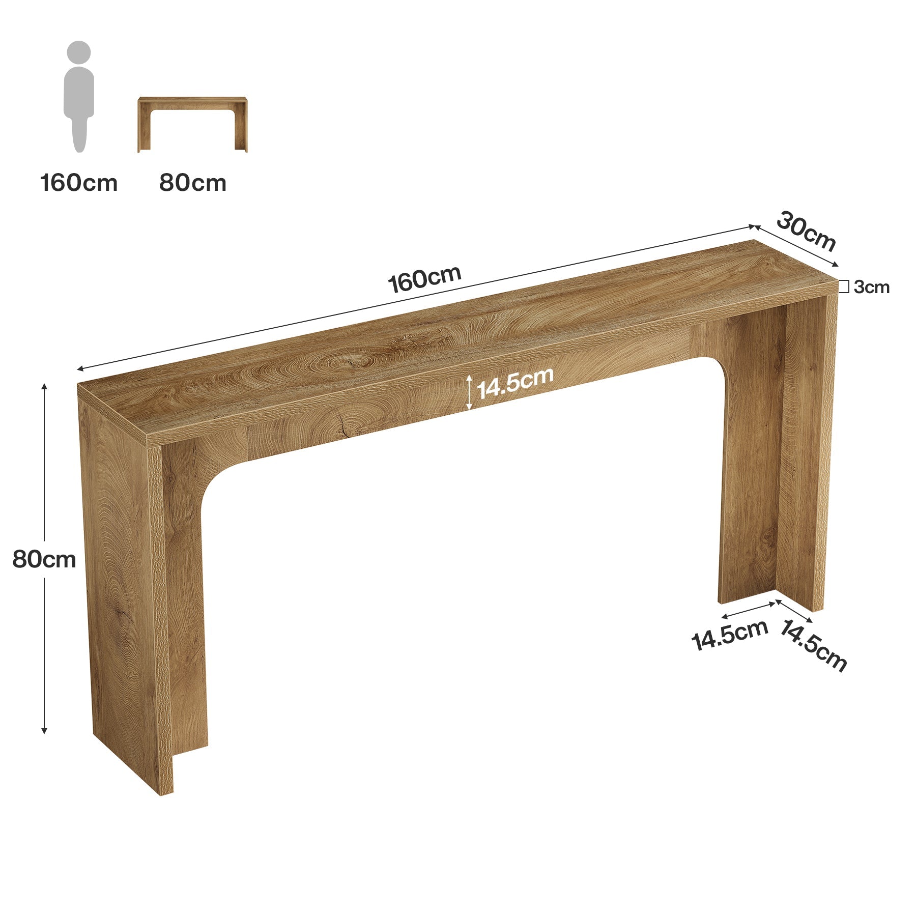 Tribesigns Console étroite de 160 cm, Table d'entrée minimaliste avec base robuste
