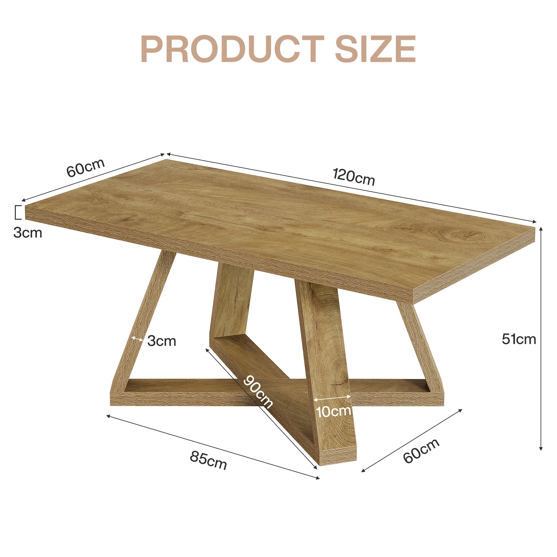 Tribesigns Table basse rectangulaire, Table cocktail et table à thé de 120 cm pour le salon