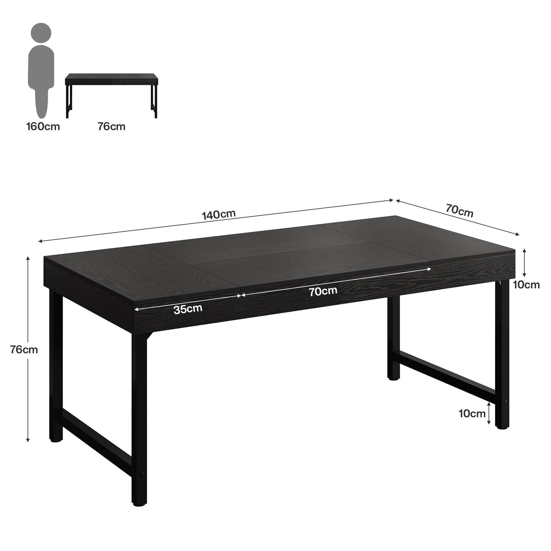 Tribesigns Bureau de direction de 140 cm, Bureau d'ordinateur simple pour le bureau à domicile